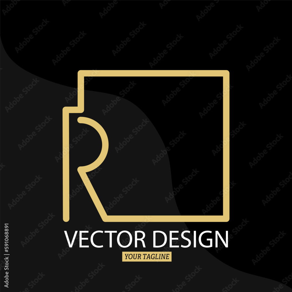 letter R with a square frame. Vector template for logo, label or sticker. letter R with a square frame. Vector template for logo, label or sticker.