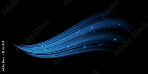 Air flow effect with shimmering and light, isolated movement of wind or draft. Breeze or current with flickering, gust of wind or whiff. Vector illustration