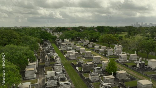 Drone flight over the Metairie Cemetery in New Orleans
 photo