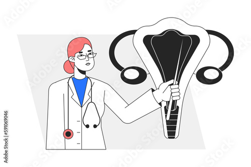 Bilde på lerret Gynecology, obstetrics flat line concept vector spot illustration