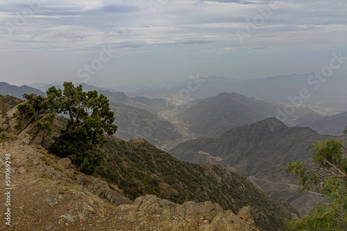 Beautiful view of the valley in Sawda mountains, Abha, Asir, Saudi Arabia photo