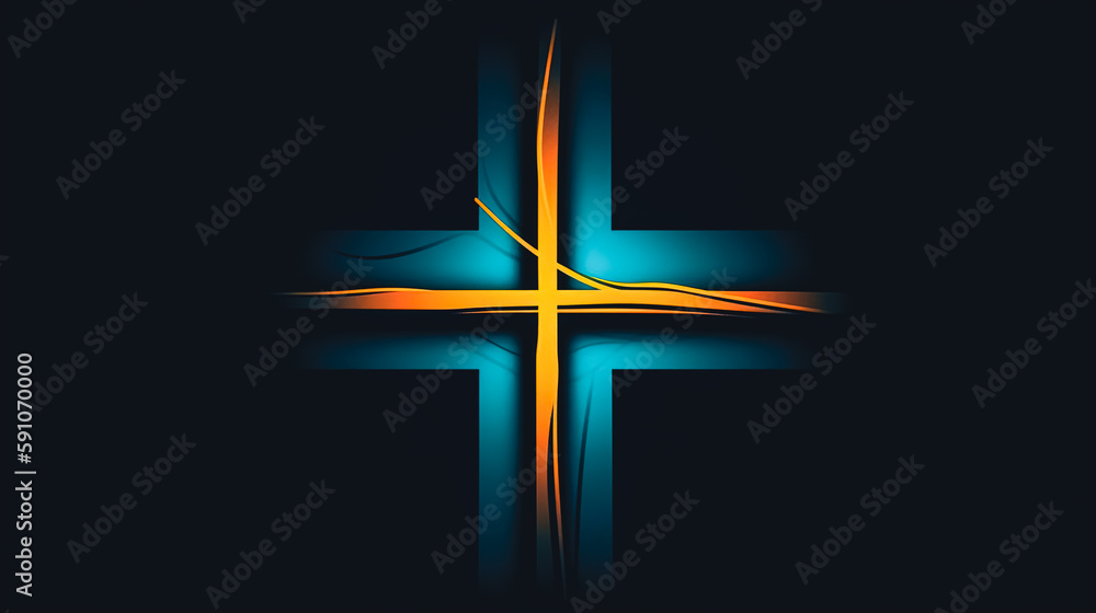Creative modern illustration with cross, generative AI. Creative modern illustration with cross, generative AI.