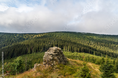 View from Sokol hill above Vidly in Jeseniky moutains in Czech republic © honza28683