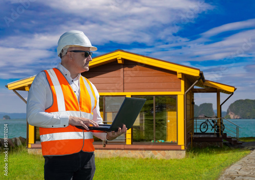 Man architect. Worker near ...