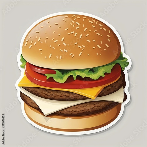 hamburger fa  on icone ou logo  dessin stickers sur fond blanc  illustration ia g  n  rative