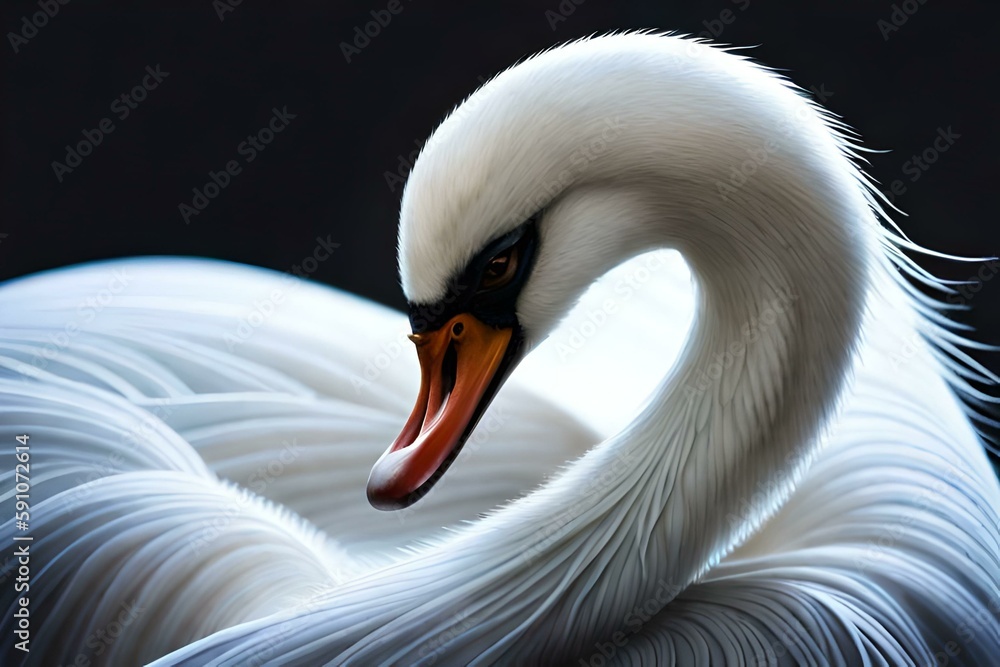 Fototapeta premium Proud swan on a lake, Generative AI