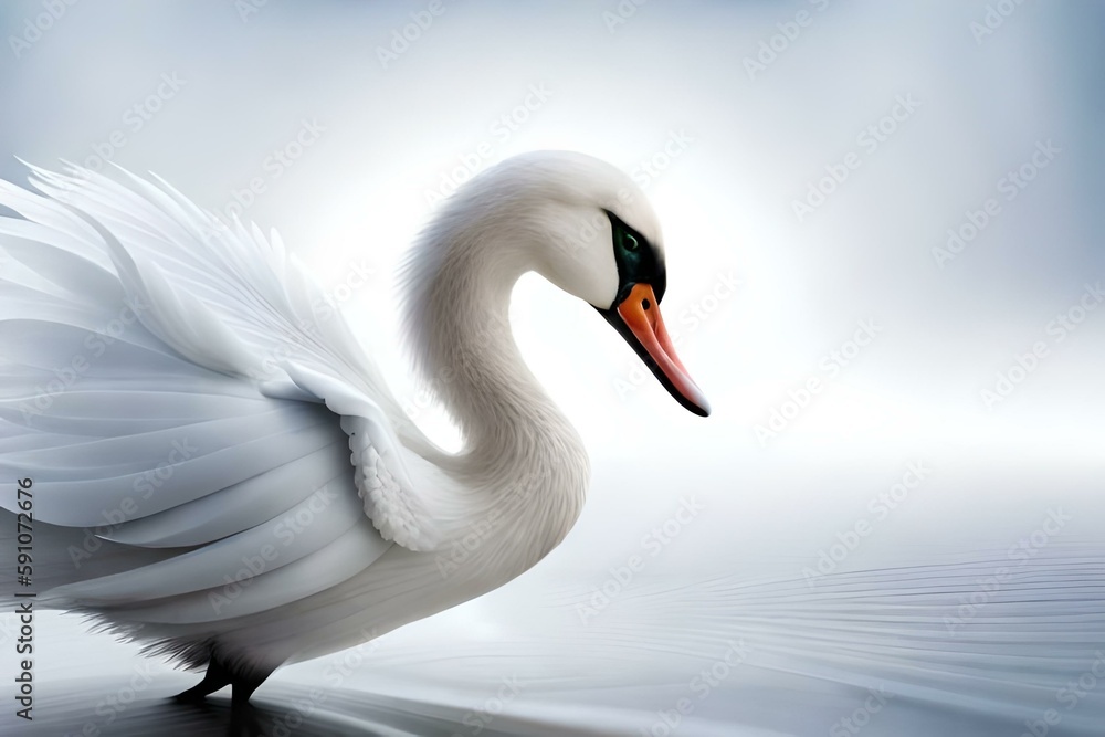 Fototapeta premium Proud swan on a lake, Generative AI