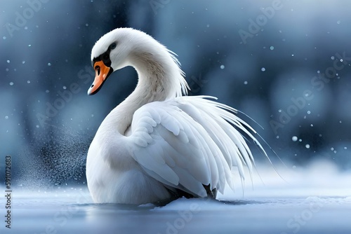 Proud swan on a lake, Generative AI