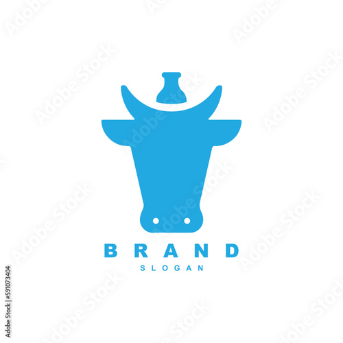 Fresh cow milk logo design vector