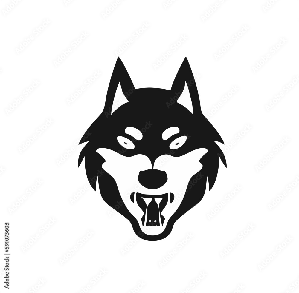 Fototapeta premium wolf head line vector design, wolf head logo icon
