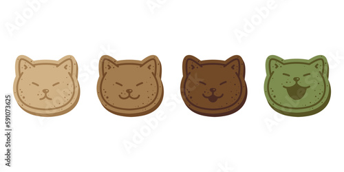 cat vector kitten cookies icon face head neko calico cracker snack food pet character cartoon symbol tattoo stamp scarf illustration design isolated