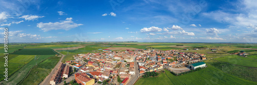 Aerial panoramic view of Villalar de los Comuneros, Valladolid photo