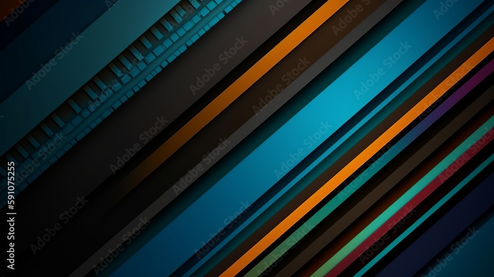 Obraz premium Colorful strips line layer background in modern style on golden background. Elegant decoration. Fabric pattern. Modern ai art. Dark luxury texture. Technology background.