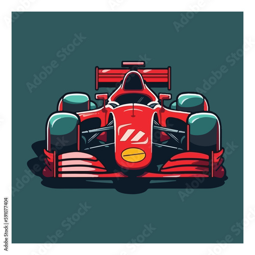 Racing Car on Pit Stop, Fast Motor Racing Bolid Cartoon Vector Illustration