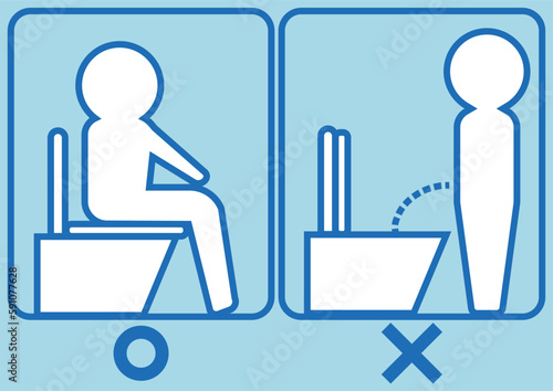 洋式トイレは座って利用するようにお願いするイラスト