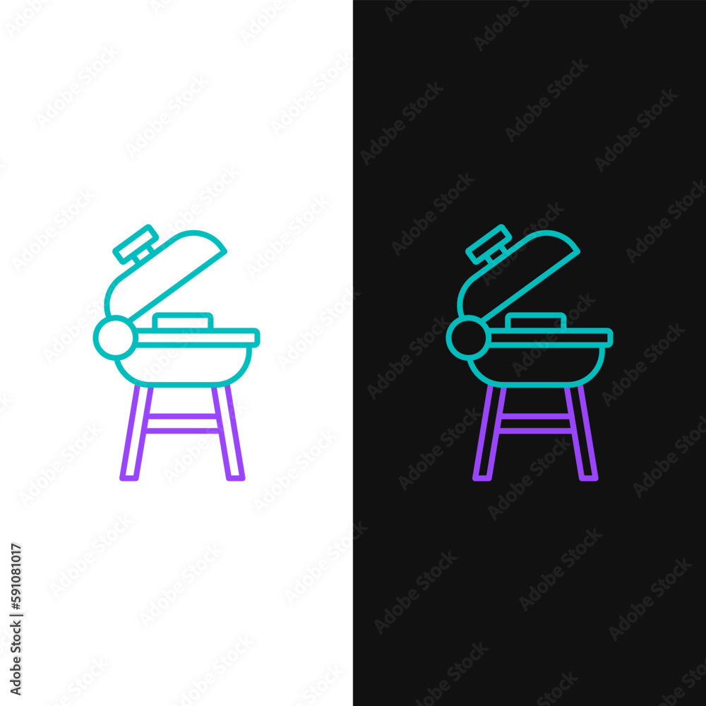 Line Barbecue grill icon isolated on white and black background. BBQ grill party. Colorful outline concept. Vector Line Barbecue grill icon isolated on white and black background. BBQ grill party. Colorful outline concept. Vector