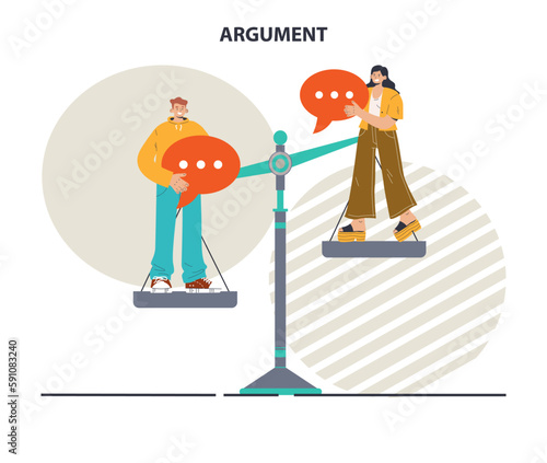 Argument concept set. Controversy or disagreement conversation