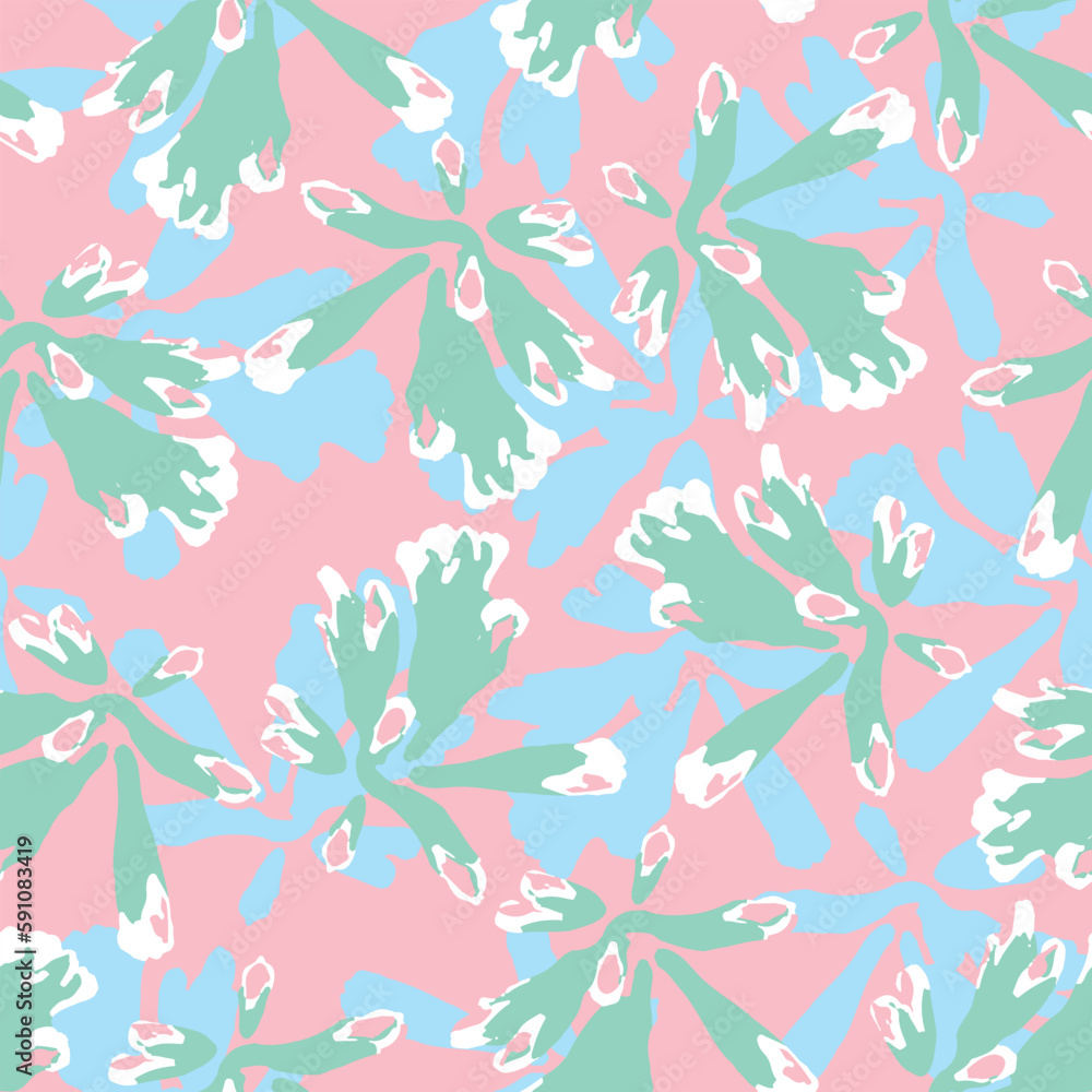 seamless doodle multicolour abstract hand drawn flower pattern background