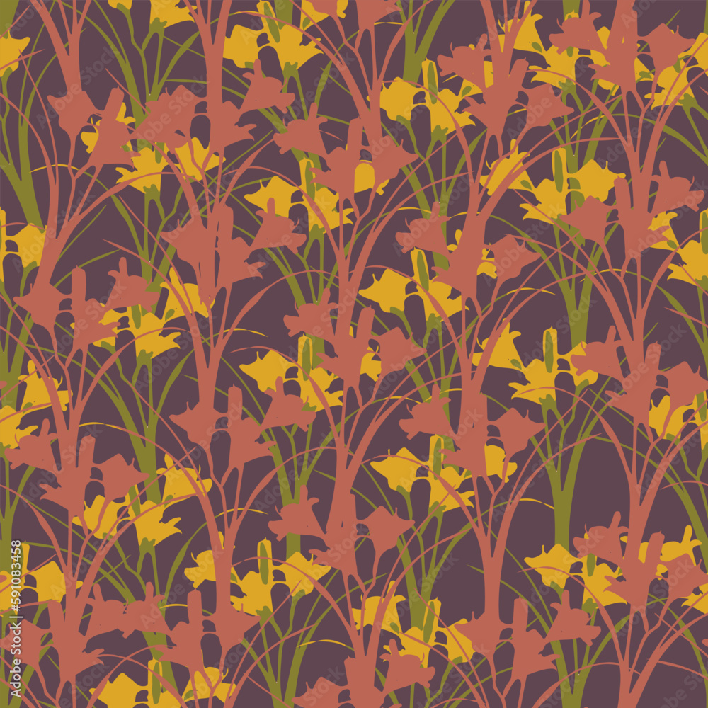 seamless abstact colourful flowers garden pattern background for fashion fabric