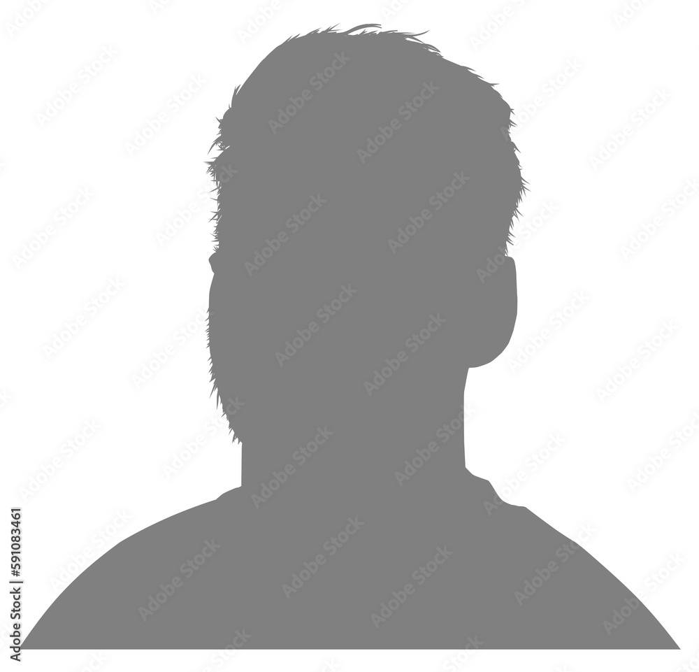 Silhouette of the Portrait of the Man or Guy for Profile Picture, Apps, Website or Graphic Design Element. Format PNG