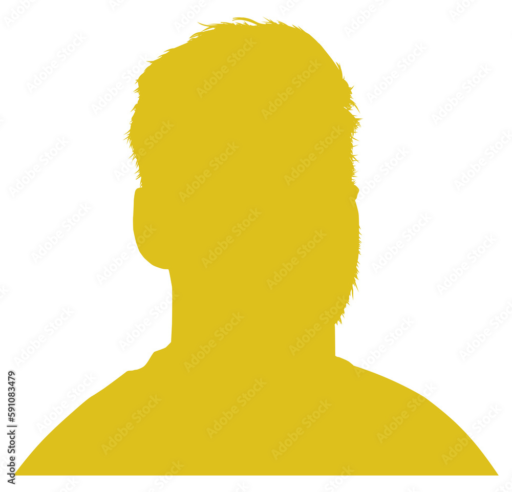 Silhouette of the Portrait of the Man or Guy for Profile Picture, Apps, Website or Graphic Design Element. Format PNG