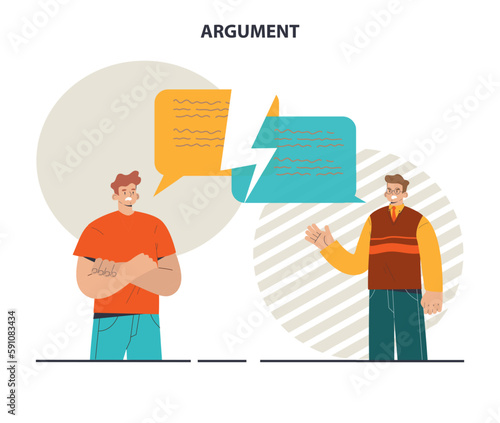 Argument concept set. Controversy or disagreement conversation
