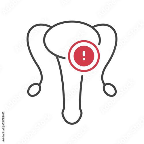 Outline style health care ui icons collection. Human organ disease concept. Vector illustration. Internal male reproduction system anatomy symbol. Exclamation mark. Design element for healthcare