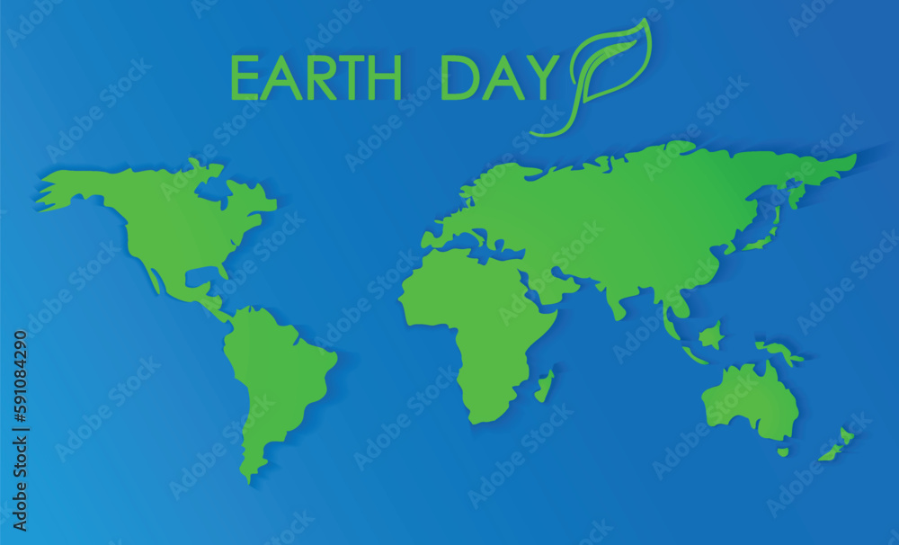 Abstract map of the world, green continents in the blue ocean. The concept of the day of the earth and love for the planet. Love our planet Abstract map of the world, green continents in the blue ocean. The concept of the day of the earth and love for the planet. Love our planet