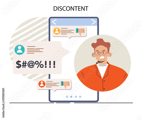 Discontent concept. Dissatisfaction of product or service, negative