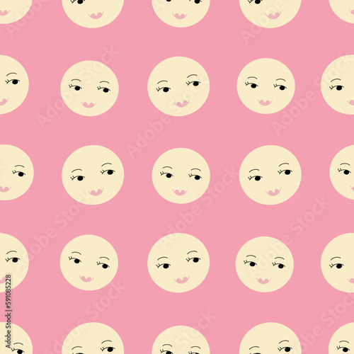 Feminine look, abstract personage, mascot design, funny face, cute icon