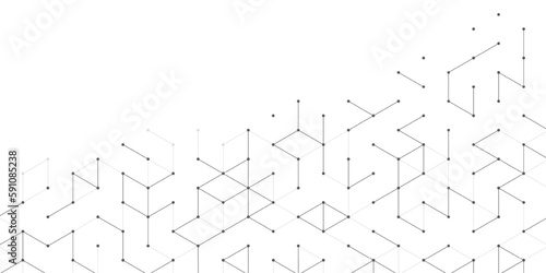 Modern technology vector illustration with square grid. Technology banner template cubes texture. Digital geometric abstraction with lines and dots