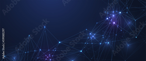 Graphic abstract background communication. Perspective backdrop of depth. Big data complex. Minimal array with compounds lines and dots. Digital data visualization. Big data vector illustration