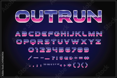 80's - 90's Retro Futurism Sci-Fi Font. Alphabet. Vector. Retro wave trend. Y2K Aesthetics. Retrowave.
