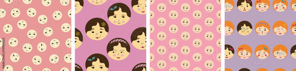 Feminine look, abstract personage, mascot design, funny face, cute icon Feminine look, abstract personage, mascot design, funny face, cute icon