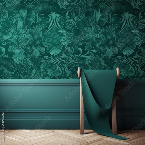 Art Deco design Green room, Art Deco wallpaper, art deco statement wall, art deco, statement wall, bathroom, green room, green, living room, sitting room, bathroom, AI generated image, AI design