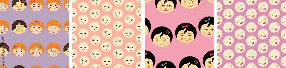 Feminine look, abstract personage, mascot design, funny face, cute icon Feminine look, abstract personage, mascot design, funny face, cute icon