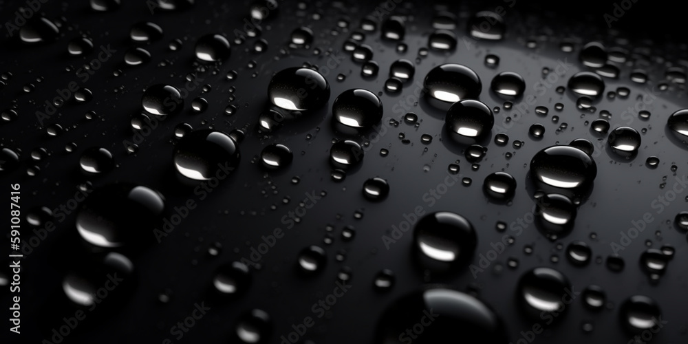 Sfondo. Goccioline su sfondo nero. Ai generated. Sfondo. Goccioline su sfondo nero. Ai generated.