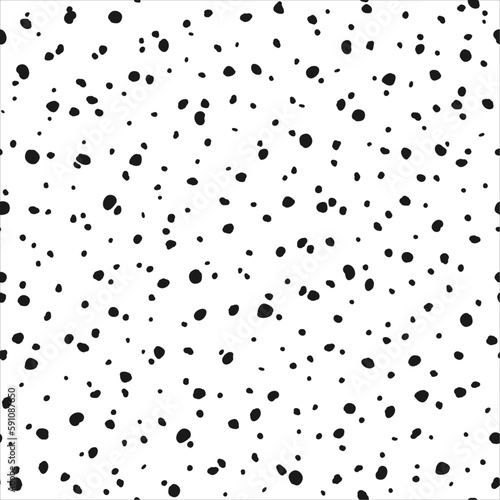 Hand drawn black dots on white background. Abstract doodle vector seamless pattern. Best for textile, print, wrapping paper, package and home decor.