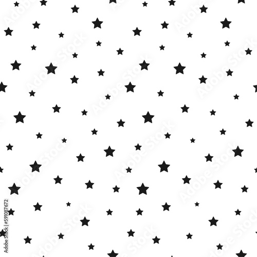 Black stars on white background. Abstract vector seamless pattern. Best for textile  print  wrapping paper  package and home decoration.