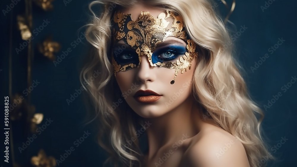 Model Girl with Carnival Mask.Masquerade Woman.glam Dress and Makeup, generative AI tools Model Girl with Carnival Mask.Masquerade Woman.glam Dress and Makeup, generative AI tools