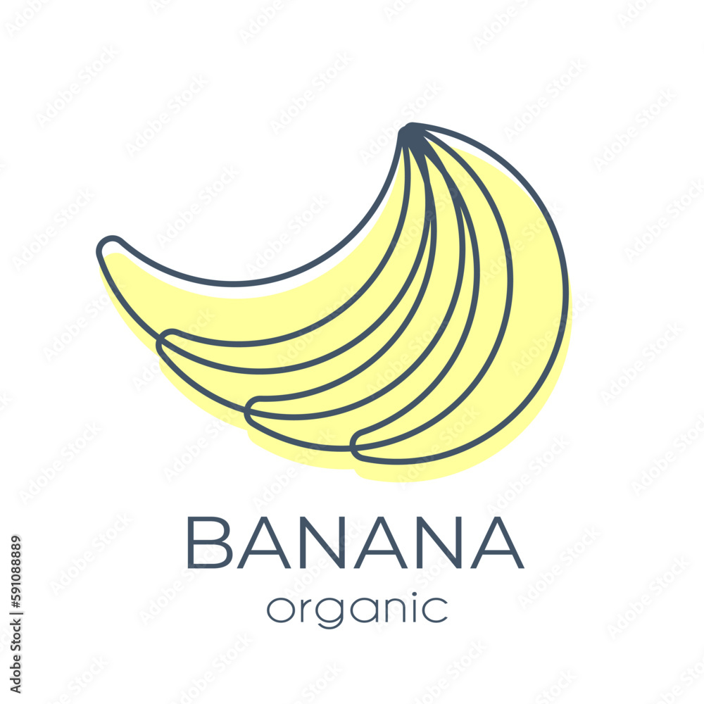 Fototapeta premium Single minimalist vector design element Yellow Banana on a white background