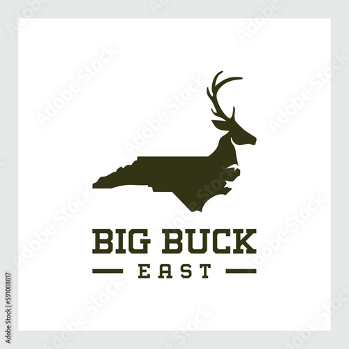 deer hunting ground logo with deer head and island logo