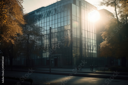 business building in warm sunlight in german style created with Generative AI technology