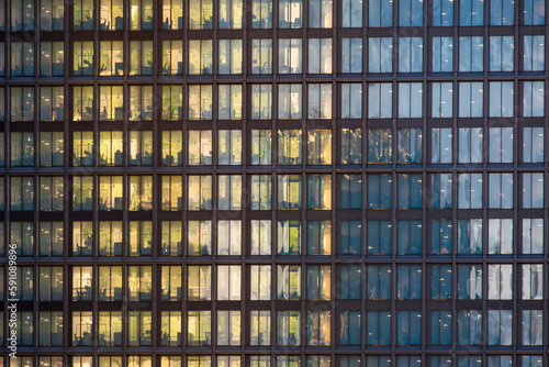 High-rise office building at night