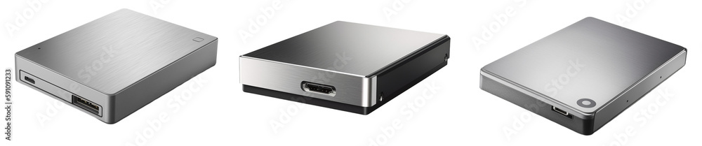 External hard drives or hard disk drives on a transparent background, Generative AI External hard drives or hard disk drives on a transparent background, Generative AI