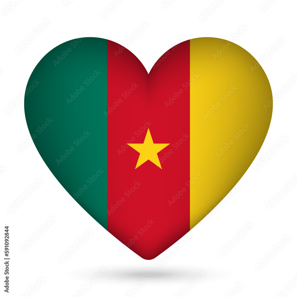 Cameroon flag in heart shape. Vector illustration. Cameroon flag in heart shape. Vector illustration.