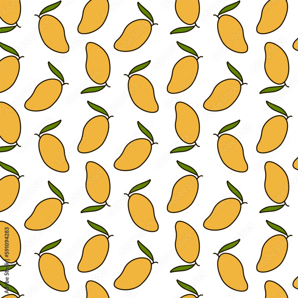 mango seamless vector pattern, tropical fruit pattern mango seamless vector pattern, tropical fruit pattern