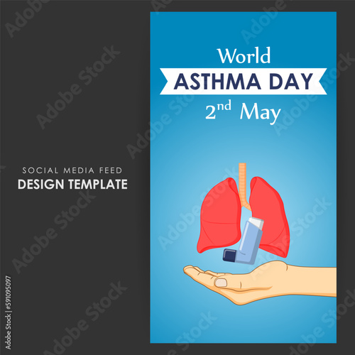 Vector illustration of World Asthma Day social media story feed mockup template