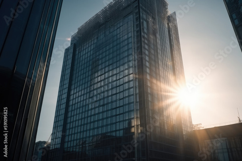 german office building with glass facade created with Generative AI technology