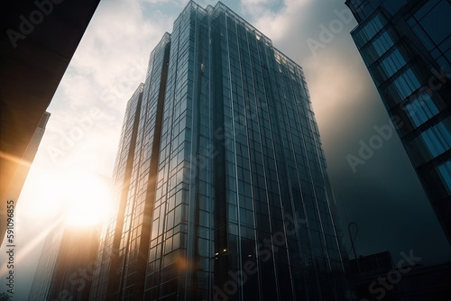 german office building with glass facade created with Generative AI technology